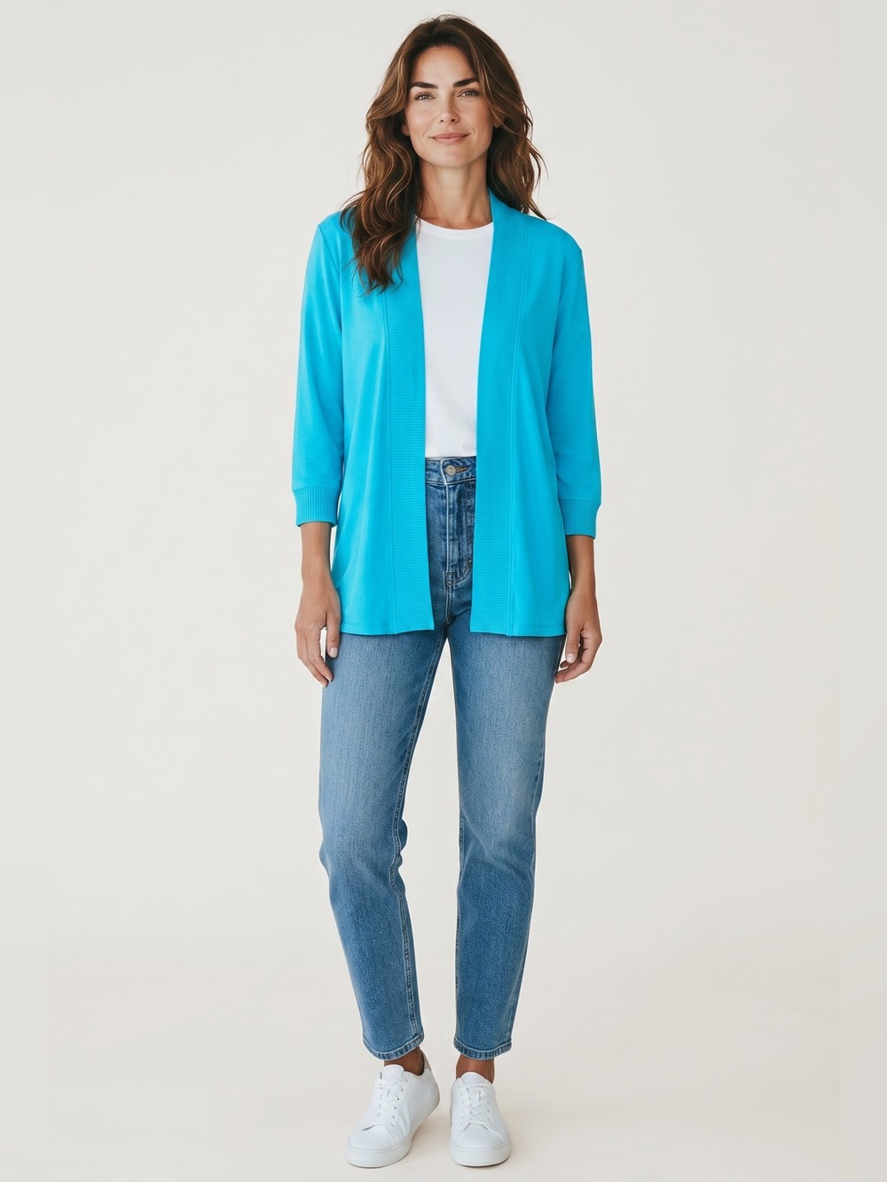 E.L.I Open Front Knit Cardigan // Blue // Small